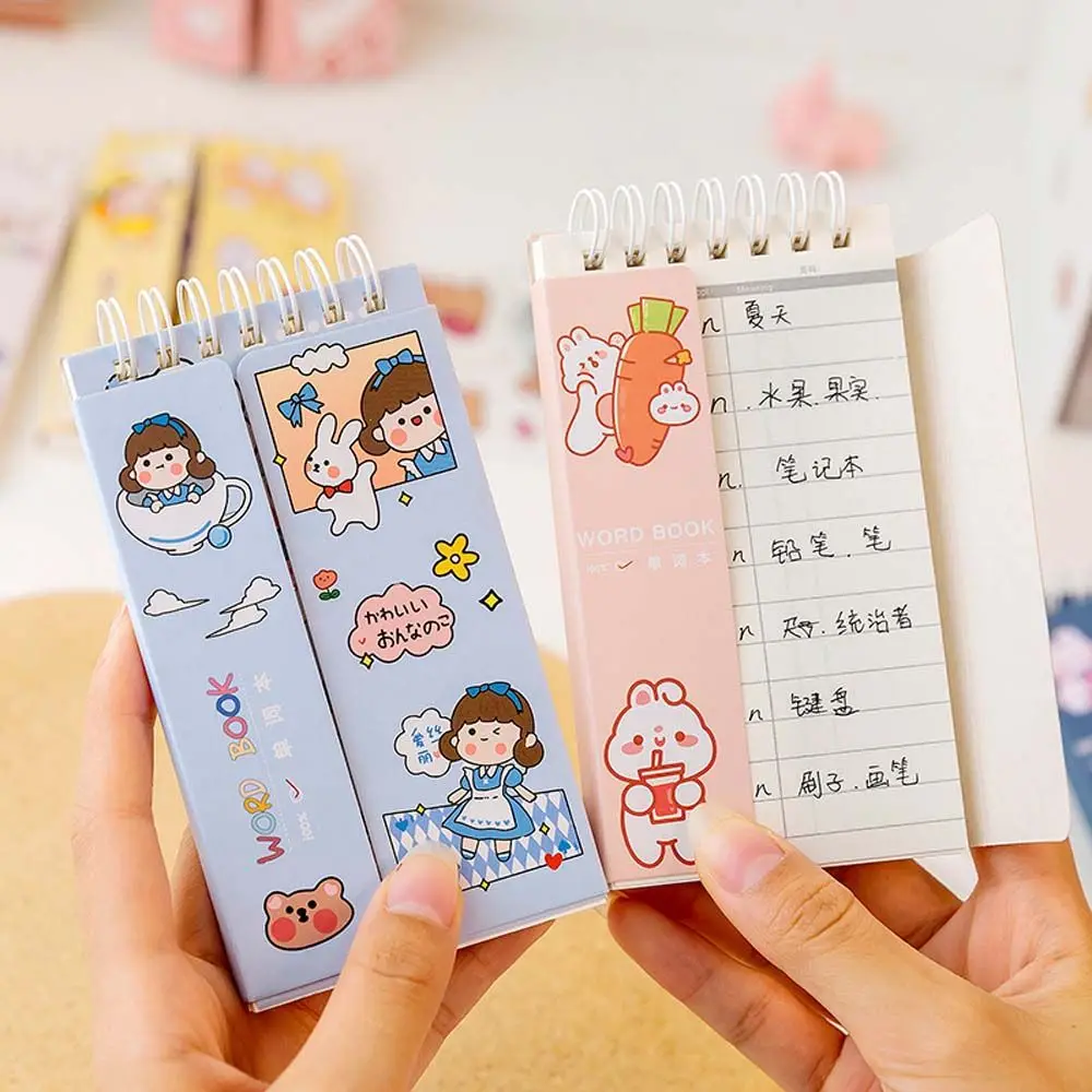 

Cartoon Student Learn Foreign Words 80 Sheets Memo pad Mini Notebook Coil Notepad Pocket English Word Book