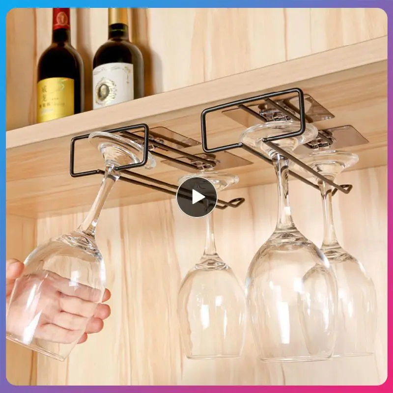 

Plastic Film Shelf Bar Inverted Shelf Multifunctional Wine Glass Holder Useful Towel Racks Kitchen Storage Organizer Iron