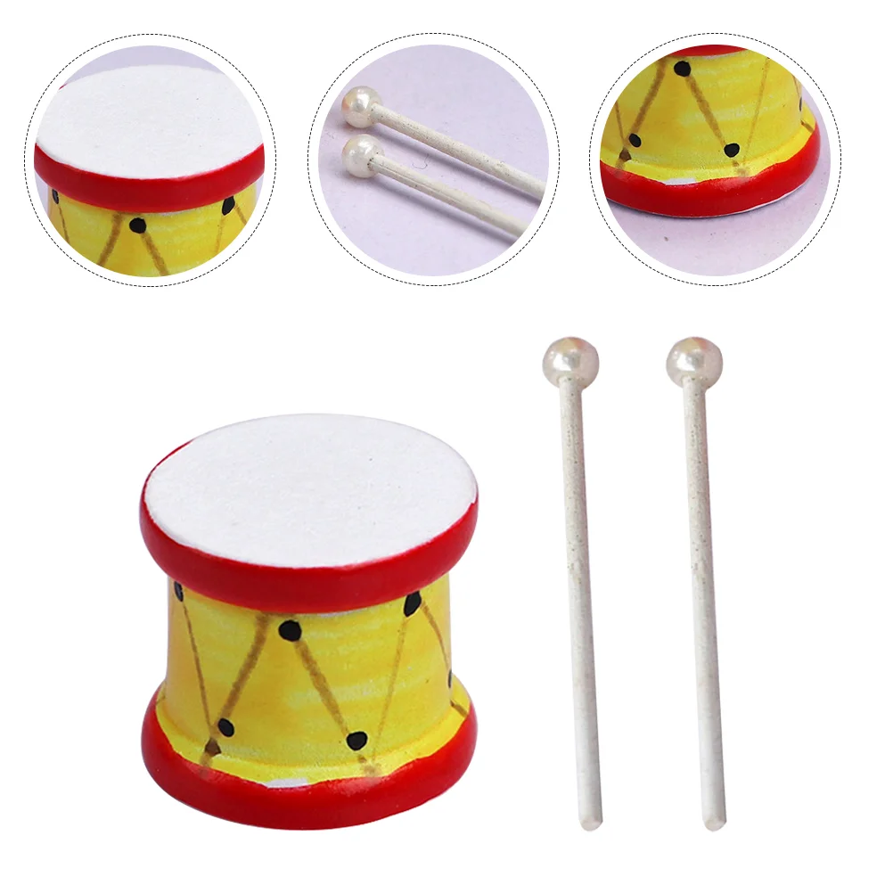

Drum Toy Model Miniature Set Tiny Mini Furniture Imitation Infant Kit Musicalwooden Accessories Simulation House Instrument