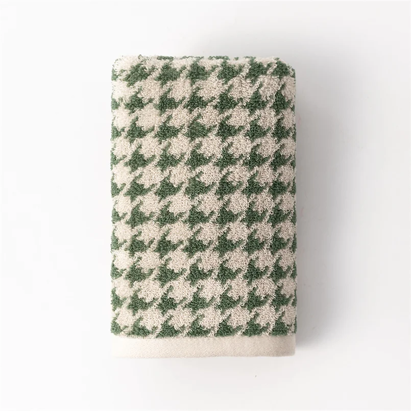 Винтажное впитывающее полотенце с вышивкой «гусиная лапка» для взрослых, классическое клетчатое банное полотенце из чистого хлопка, подходящее для кожи