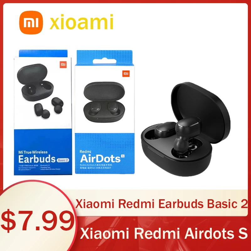 Купи Xiaomi Redmi Airdots S 5.0Wireless Bluetooth Headset Redmi Earbuds Basic2 Global Edition With Noise and Mic Reduction Headphones за 689 рублей в магазине AliExpress