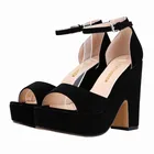 Новые женские босоножки Босоножки с открытым носком на толстом каблуке с ремешком на щиколотке красивые женские босоножки на высоком каблуке на платформе Свадебная обувь NLK-C0036