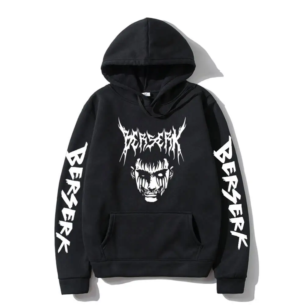 

2022 Anime Hoodies Dark Berserk Manga Graphic Men/Women Sweatshirts Pullovers Oversized Long Sleeve Streetwear Kawaii Kids Tops