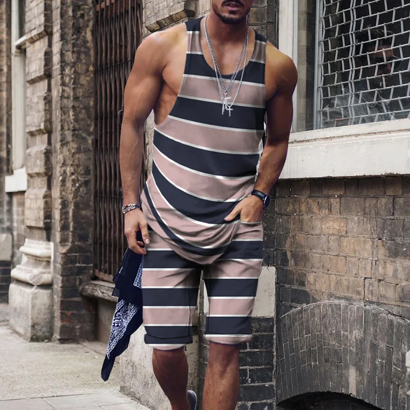 

Мужская футболка и шорты, футболка и шорты в полоску