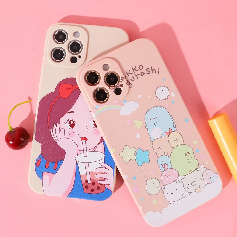 

TFINE Cute Princess 12pro for Phone12promax Phone13 Phone Case Cartoon Girl 7/8 Fairy Tale 14manx Protective Case Cover