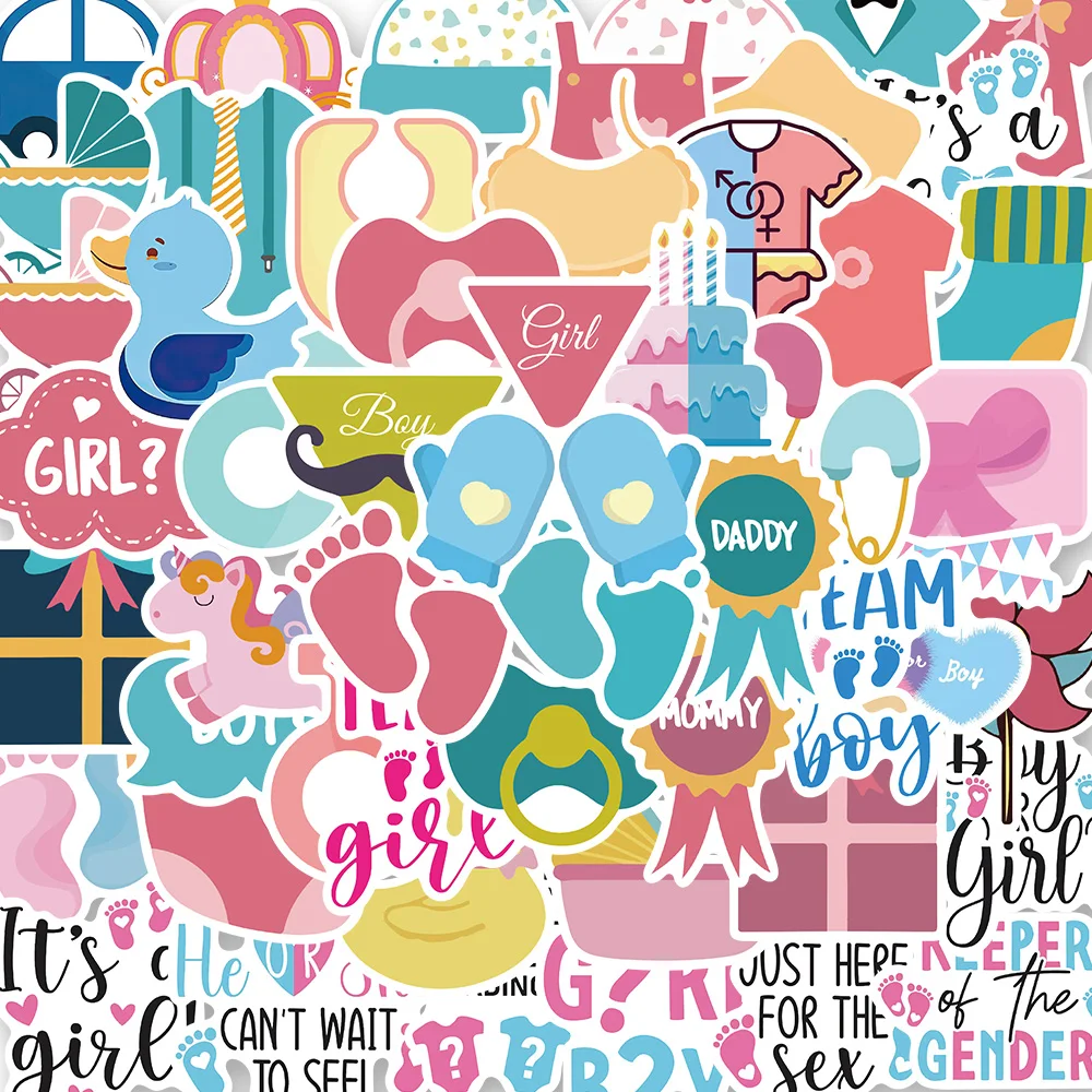 

NEW!10/50pcs Boy Team Girl Stickers Boy or Girl Sticker for Gender Reveal Party Decoration Baby Shower Graffiti Sticker Toys