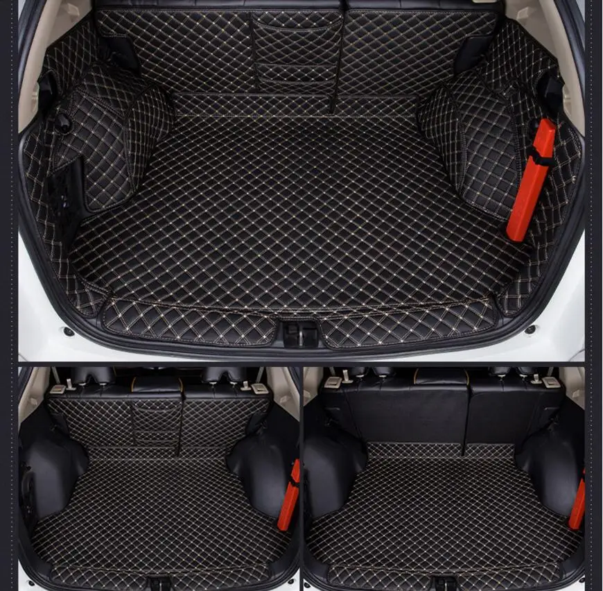 

Car Embroidery Leather Full Rear Trunk Tray Liner Cargo Mat Floor Protector Foot Pad Mats For Honda XRV VEZEL 2015-2019