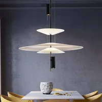 Nowoczesna osobowość LED wiszące lampy latający spodek Home Decor dania projektant stół Bar salon UFO wisiorek światła 4