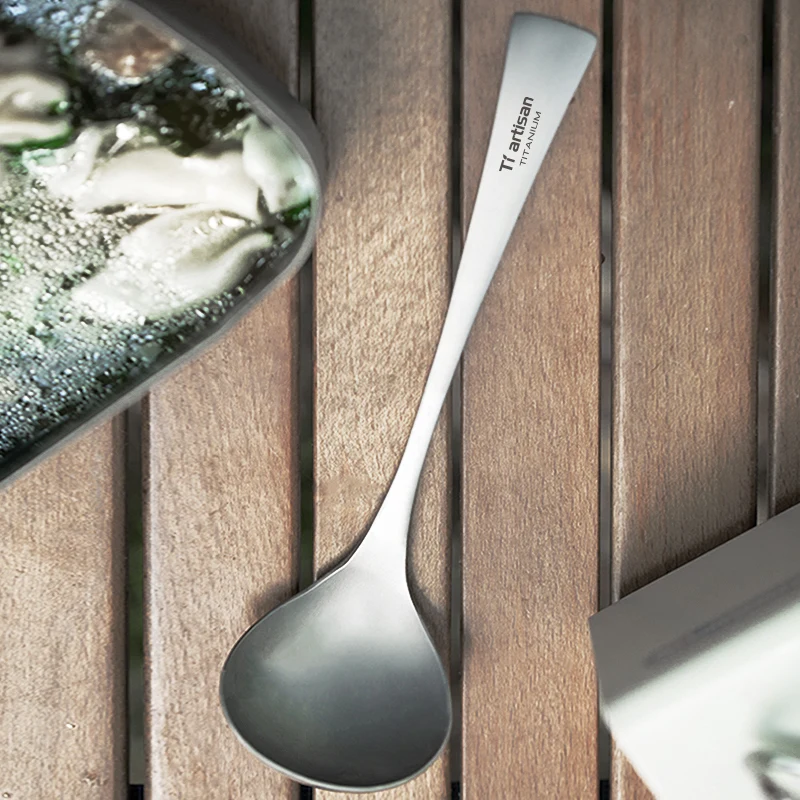 Tiartisan Ложка Для Супа Из Чистого Титана Легкий Портативный Половник Кемпинга Дома
