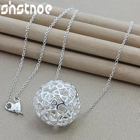 925 sterling silver hollow ball pendant necklace 16 30 inch chain for women jewelry party engagement wedding fashion charm