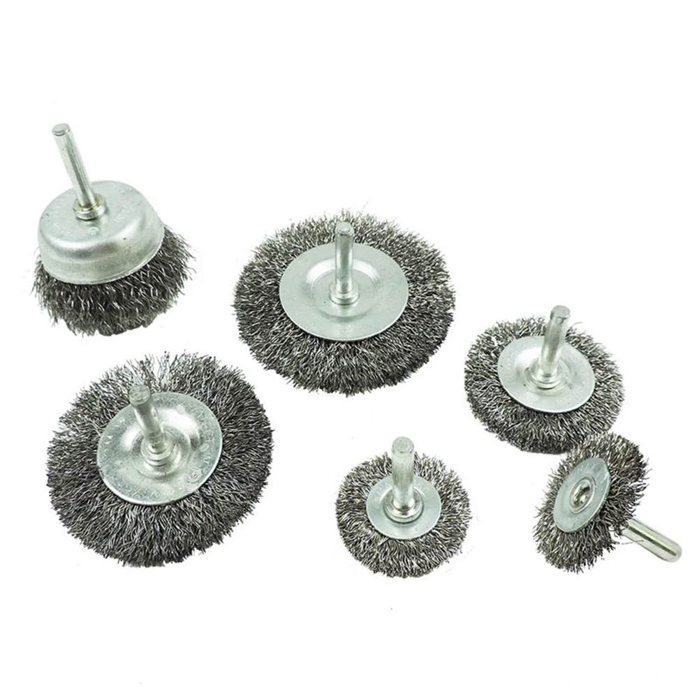 

6Pcs Drill Brush Wire Wheel Cup Brush Set 1/4'' Shank 1-1/2'' 2'' 2-1/2'' 3'' Head For Painting Stripping Cleaning Dust Removal