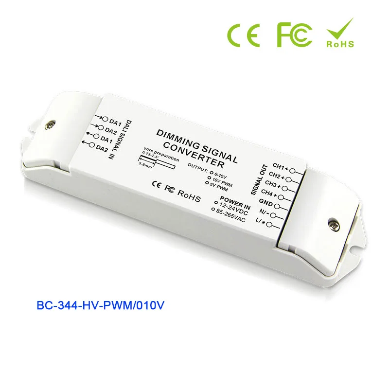 

LED DALI Signal Converter AC 85-265V High Voltage DC 12V-24V,DALI signals into 0 to 10V analog signal/5V PWM/10V PWM Dimmer