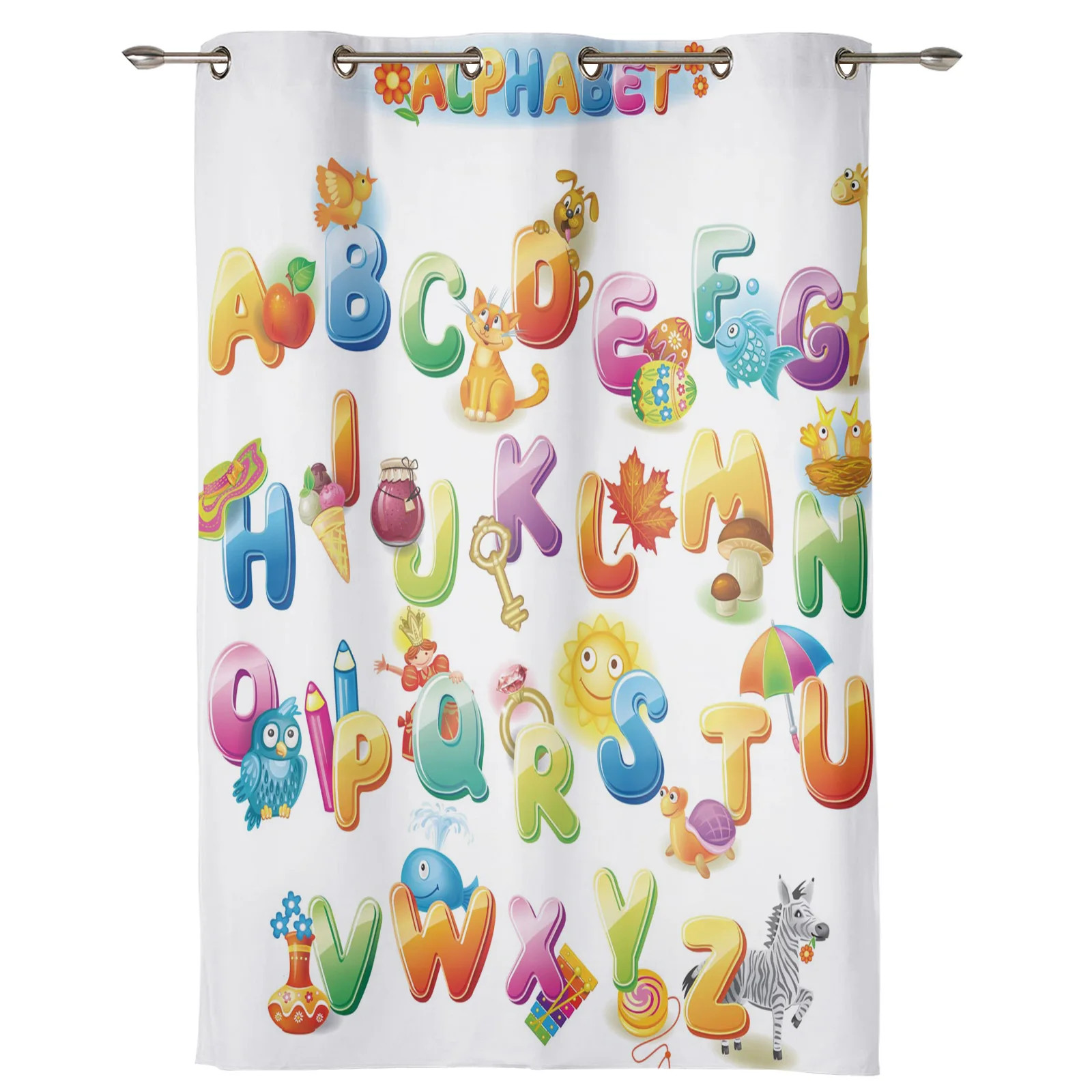 Современные оконные шторы для гостиной с мультяшным английским алфавитом детей