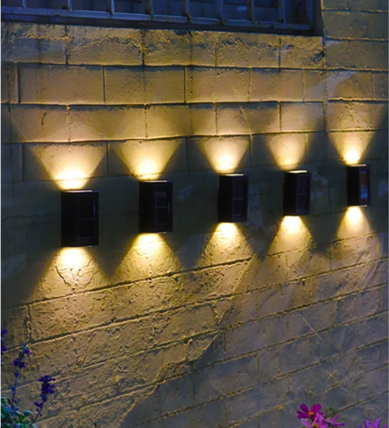 

LED Solar Wall Light Outdoor Waterproof Up and Down Glow Lighting Garden Decoration Solar Light Stair Fence Fluorescent Light