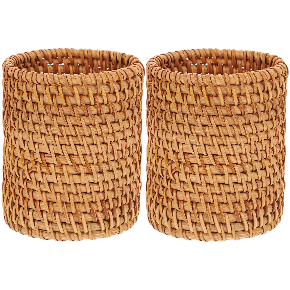 

2pcs Rattan Holder Multifunction Case Multifunction Case Rattan Woven The Office Decorationationation