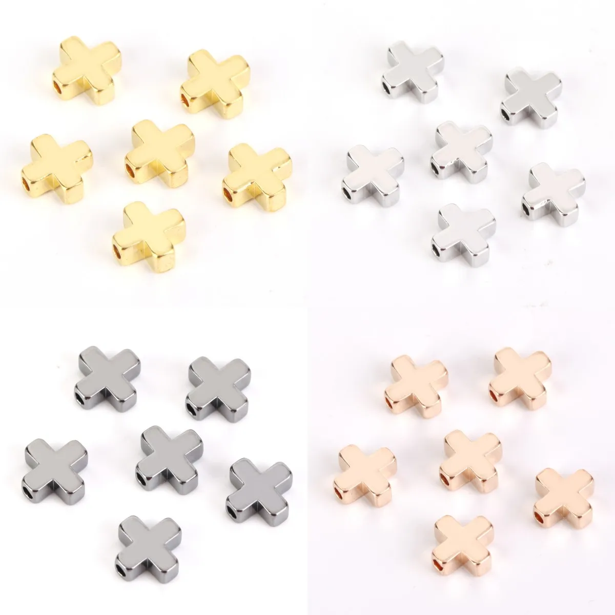 

Медные золотые и серебряные Квадратные бусины-кресты для изготовления ювелирных изделий «сделай сам», аксессуары для браслетов, ожерелий