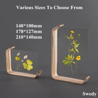 8 inch double sided wood picture photo frames acrylic pressed flowers dried leaf display desktop table acrylic sign holder