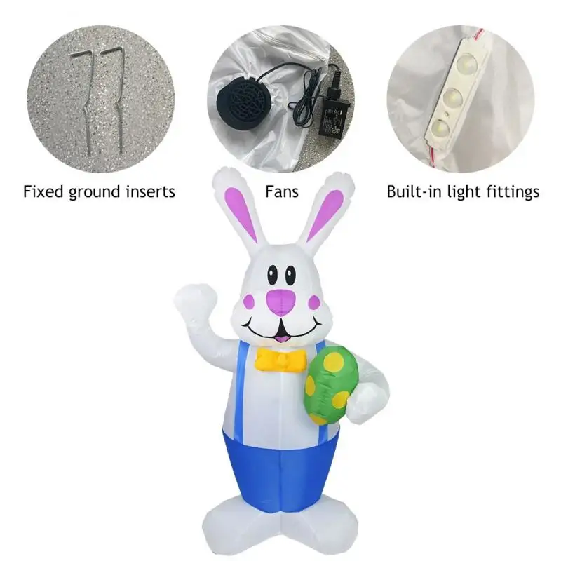 

Led Glowing Rabbit Cute Vivid Inflatable Egg Rabbit Easter Toy Decor Three-dimensional Cutting Luminous Bunny Ornaments 1.9m