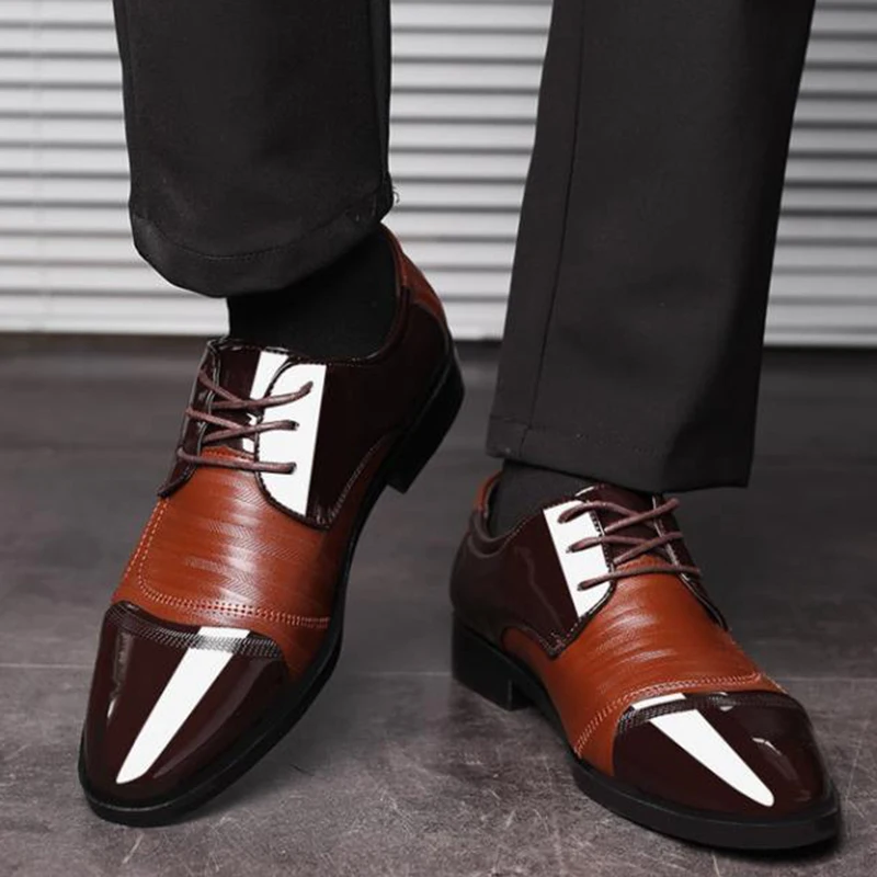 

Туфли мужские деловые кожаные, повседневные оксфорды, на шнуровке, заостренный носок, формальные классические туфли, для свадьбы, вечеринки, офиса, Рабочая обувь