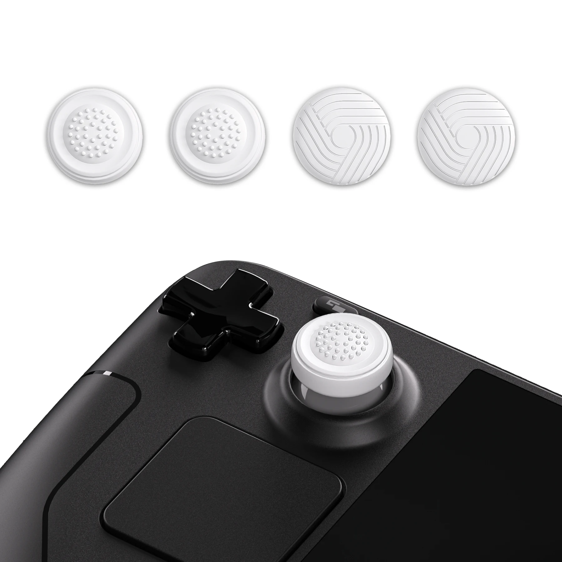 

PlayVital Thumb Grip Caps Silicone Thumbsticks Grips Joystick Caps for Steam Deck - Samurai & Guardian Edition - White