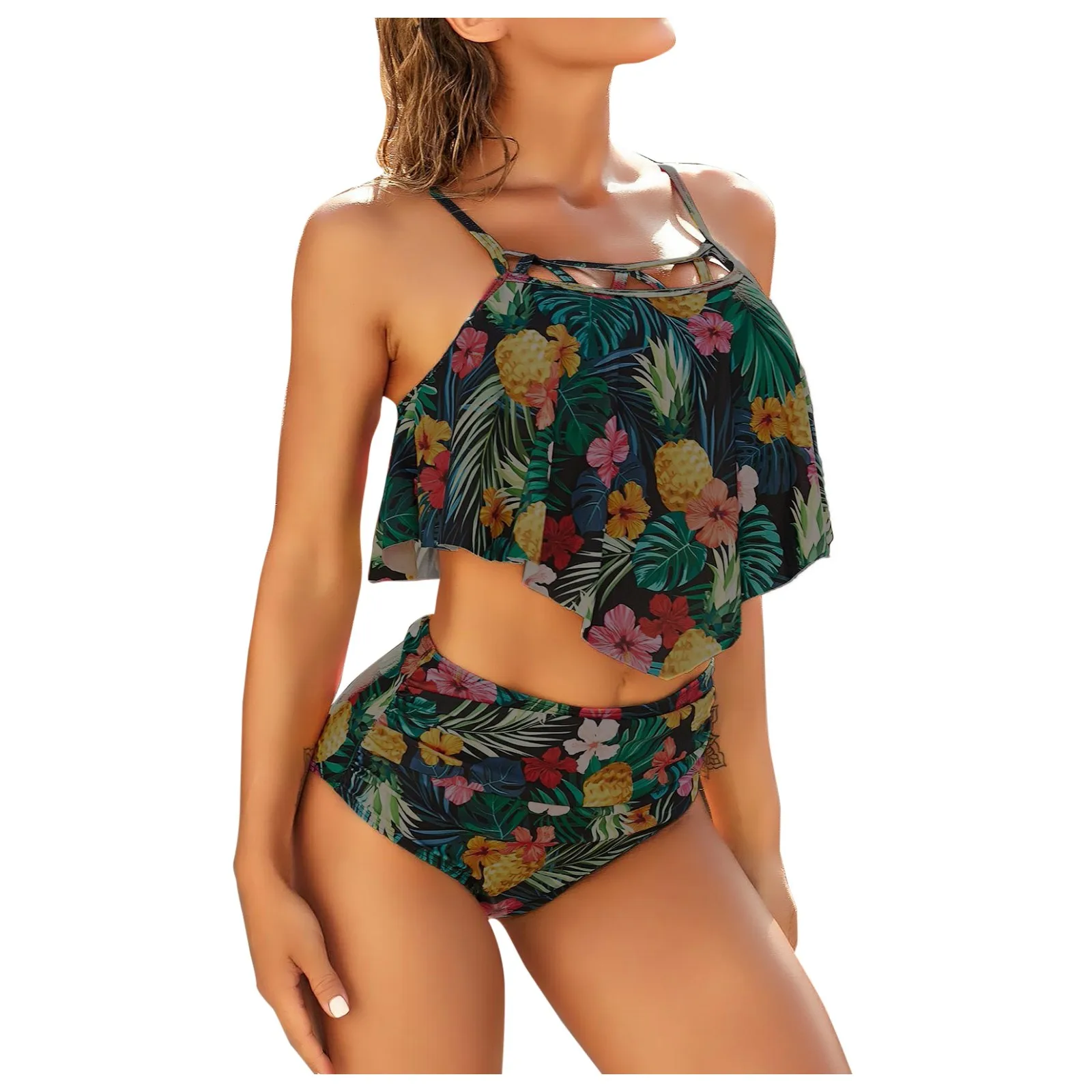 

Bikini Beachwear Print Women Bikinis Waist High Female Up Swimwear Push Swimsuit Swimwears Tankinis Set Swimwears bikini top