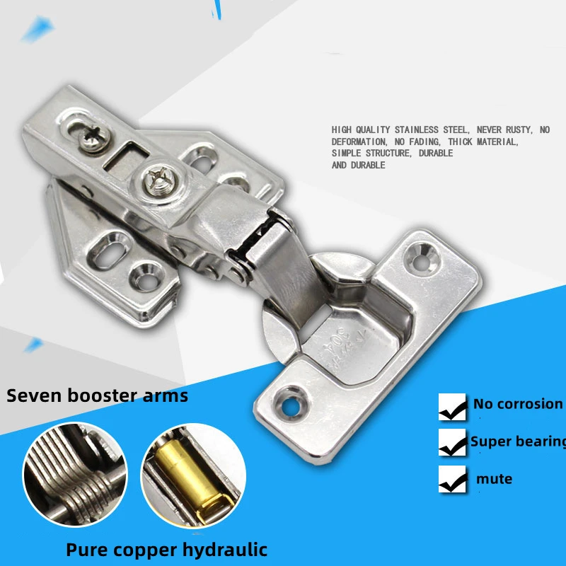 

4Pcs 304 Stainless Steel Hinge Stainless Steel Door Hydraulic Hinges Damper Buffer Soft Close For Kitchen Cabinet