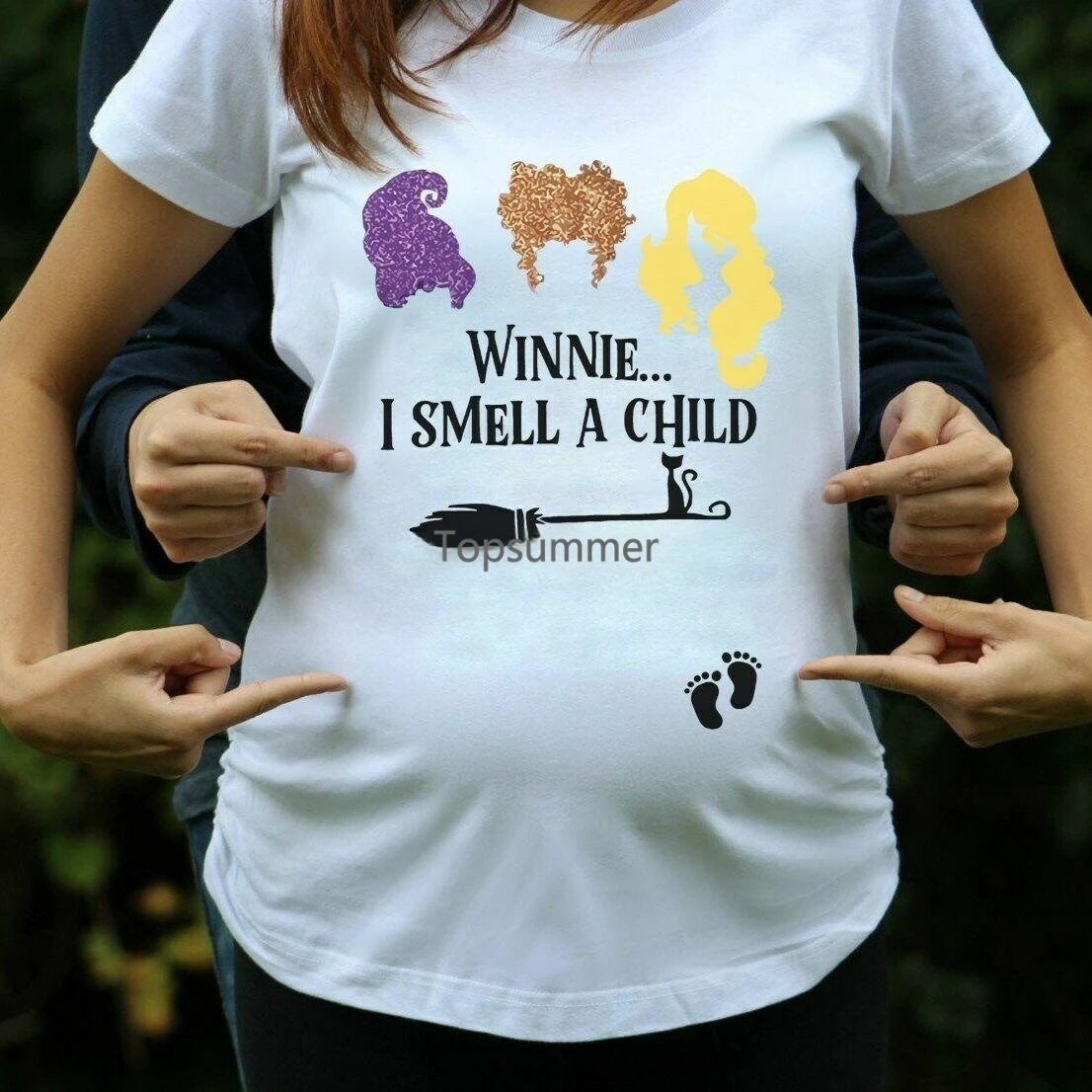 

Winnie I Smell A Child Hocus Pocus Pregnancy Women T Shirt Cotton S-5Xl White