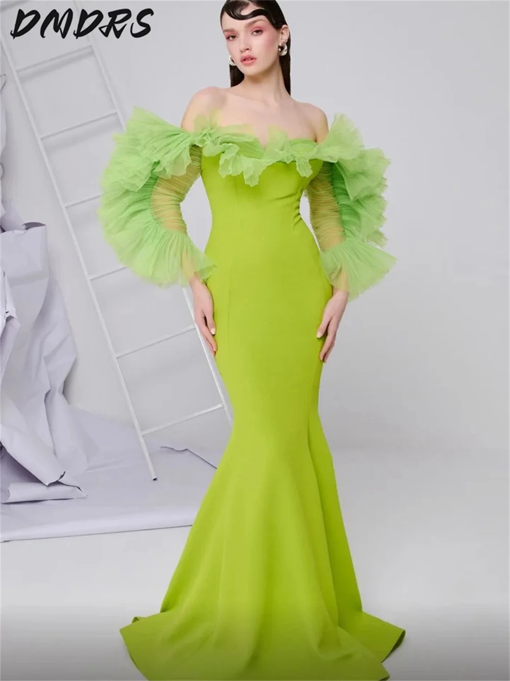 Элегантное вечернее платье с открытыми плечами 2025 классическое женское длинным