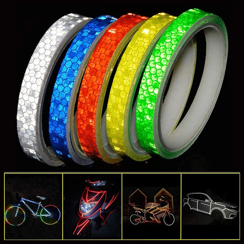 

8meters Bicycle Wheels Reflect Fluorescent MTB Bike Reflective Sticker Strip Tape For Cycling Warning Safety Bicycle Wheel Decor