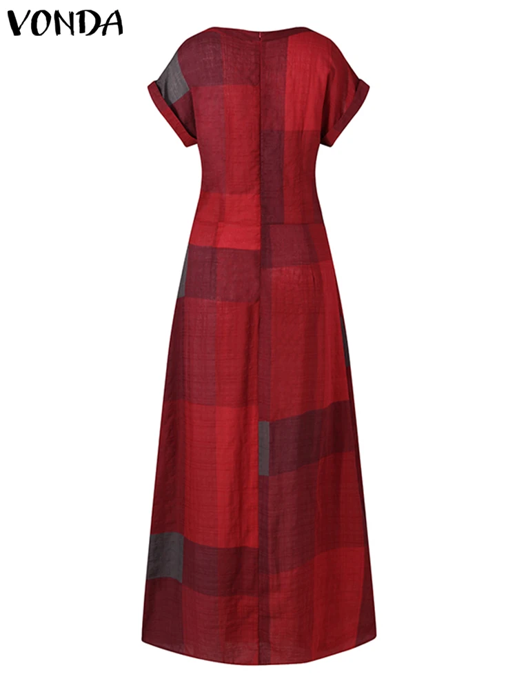 VONDA Elegant Party Shirts Women's Tunic Sexy Round Neck Patchwork Printed Tops 2022 Summer Office Ladies  Blouse Casual Blusas