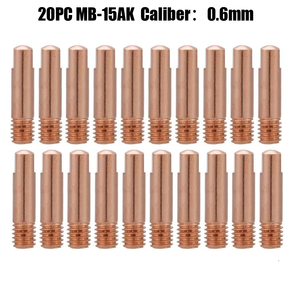 

20pcs Copper Gas Nozzles 0.6/0.8/ /0.9/1.0/1.2mm For MB-15AK MIG/MAG Welding Torch Welding Torch Contact Tip Gas Nozzle