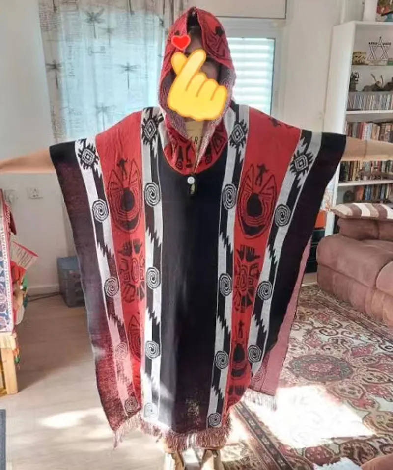 Мужские куртки с кисточками и капюшоном пончо стильный рисунком совы V-образный