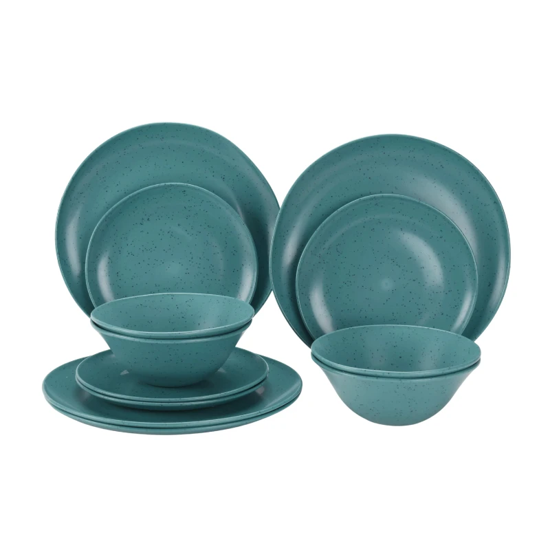 

12-Piece Eco-Friendly Dinnerware Set, Aqua
