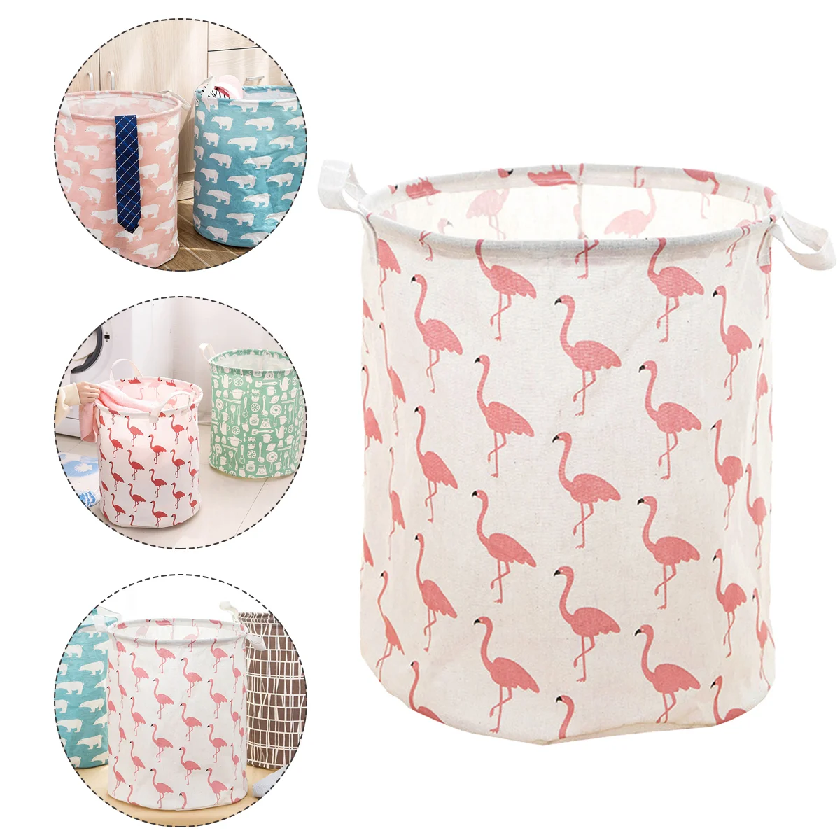 

Laundry Basket Bin Storage Organizer Hamper Foldable Baskets Clothes Easily Transport Freestanding Waterproof Cotton Homehandle