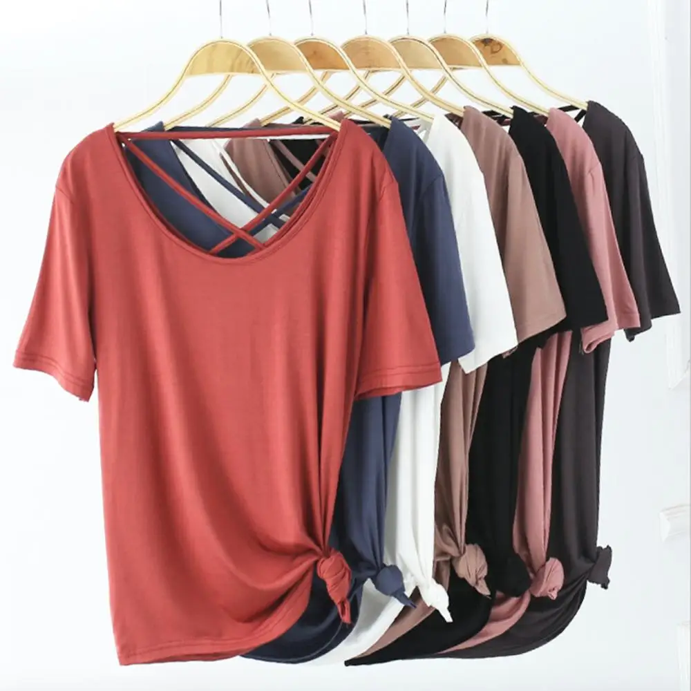 

New Women Black White T-shirts Lady Solid Tees Modal Short Sleeve T Shirts Female Summer Tops for Woman