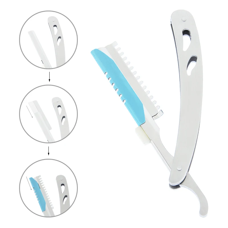 Мейша 1 шт. бритва для волос с 10 шт. лезвий, парикмахерская подстригающая бритва из нержавеющей стали с складным бритвенным ножом C0003A.