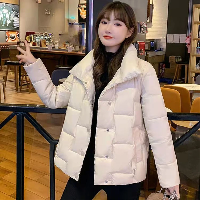 Women Winter Parkas 2022 New Fluffy Cotton White Duck Down Jacket Ultralight Portable Solid Coat Baggy Fashion Bread Clothes Out