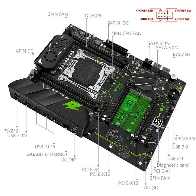 Комплект материнской платы MACHINIST MR9A PRO X99 с процессором Xeon E5 2640 V3 DDR4 2 шт. * 8 ГБ