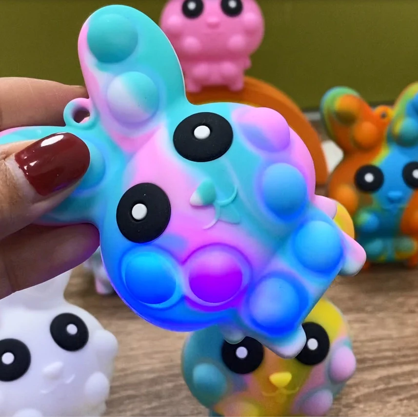 

Rainbow Bubble Rabbit Pops Kids Fidget Toys Sensory Autisim Special Need Its Anti-Stress Relief Squishy Simple Dimple Fidget Toy