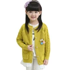 Вязаная Куртка для девочек, пальто с цветочным узором, Повседневная стильная детская куртка для девочек, детская одежда для подростков