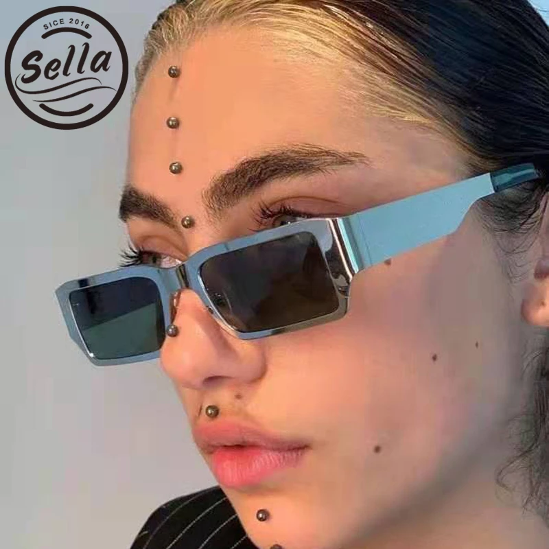 

Sella 2021 New Fashion Men Women Vintage Small Sunglasses Trending Personalized Square Metal Frame Sun Glasses