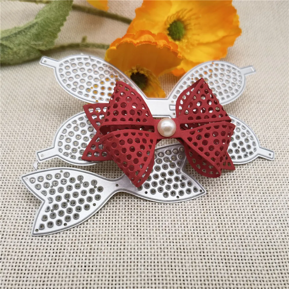 Вырезанные кружевные металлические штампы с бантом, фотоальбом, карточка, бумага для тиснения, рукоделие «сделай сам»