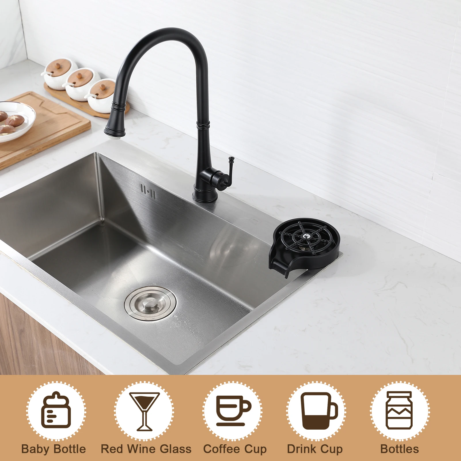 

Bottle Washer Glass Cup Rinser Faucet Glass Rinser High Pressure Automatic Glass Cup Washer Wash Cup Tool Accessories