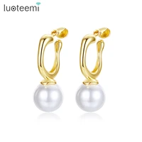 luoteemi imitation pearl ear clips no pieced no ear hole drop earring for women gold color clip earring for girl wholesale
