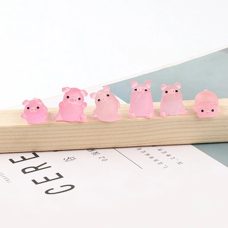 

Светящиеся мини фигурки свиней из смолы, 5/6/10 шт.