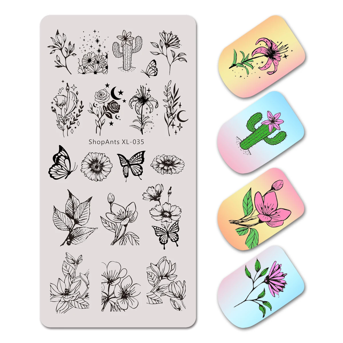 

SHOPANTS 6*12cm Cactus Butterfly Image Nail Art Stamping Plates Flower Leaf Lace Printing Stencil Floral Design Stamp Template R