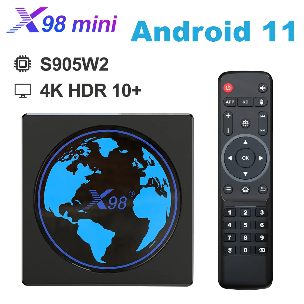 

X98 Mini Smart TV Box Android 11 Amlogic S905W2 4GB 64GB 32GB Support 4K AV1 5G Wifi BT Youtube X98Mini Set top box Media Player