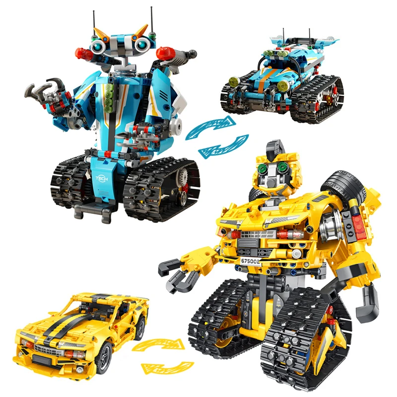 

City 2IN1 Speed Racing Car Transformation Robot Building Blocks Remote Control Mecha Bricks Movie Deformation Toys for Children