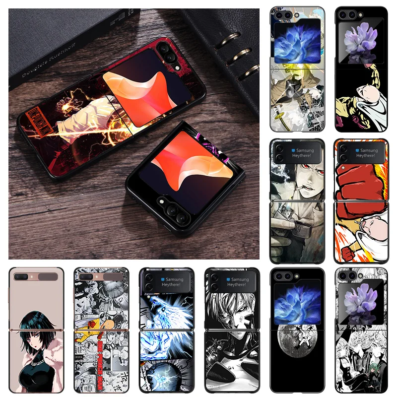 Матовый чехол для телефона Samsung Galaxy Z Flip6 5G Flip5 Flip4 Flip3 ZFlip 6 3 4 5 One Punch Man жесткий черный