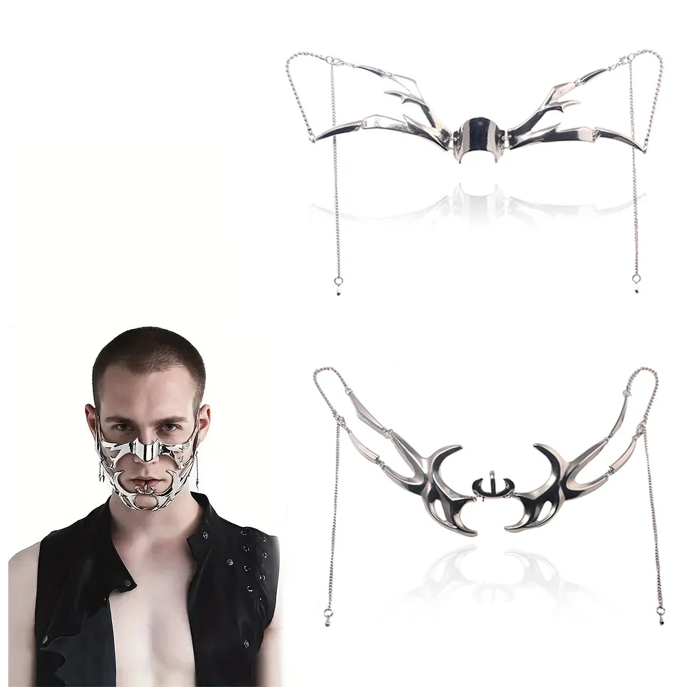 Панк-маска Чужой жидкий декор для лица Украшение носа Механическое лезвие крови